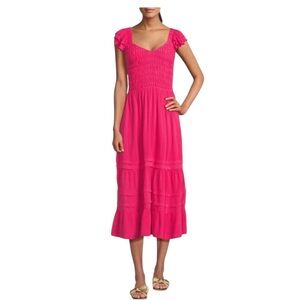 NWT Revolve Greylin Pink Smocked Midi Dress Size  Small